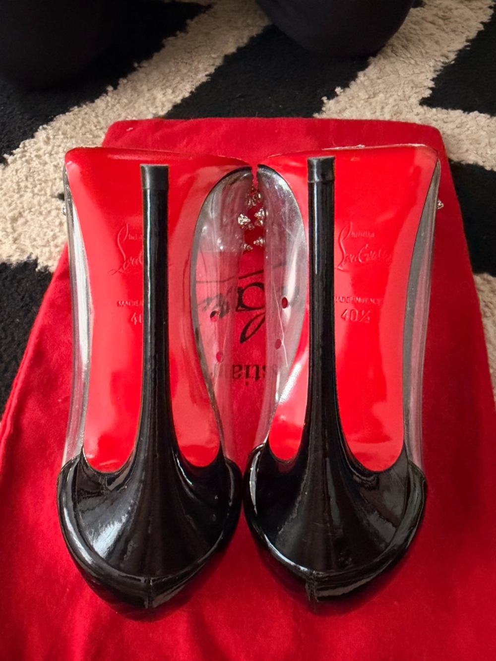 Christian Louboutin CollaClou 100mm PVC Clear and Black studded pumps - Picture 8 of 8